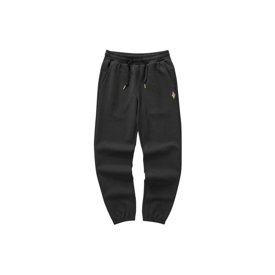 Skechers New Year Series Solid Color Logo Print Drawstring Cuffed Casual Pants Women bottoms Carbon-Black L123W012 M