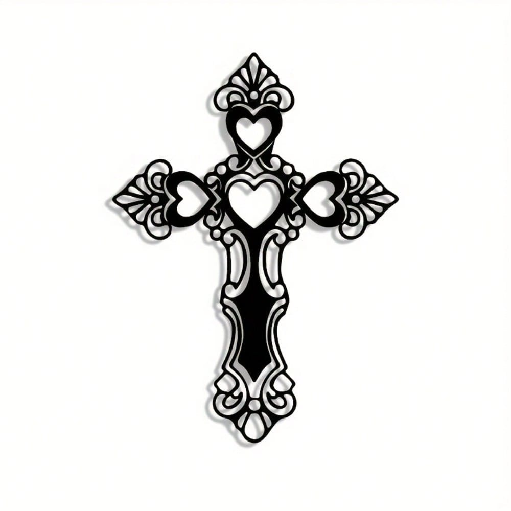 Vintage Metal Wall Cross Ornament Iron Art Decor Home Gift Cafe