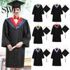 Commencement Outfit Bachelor Uniform Matte Graduation Gown Cap Tassel Set V-Neck Long Sleeve Robe And Ceremonies Photo Props Suit