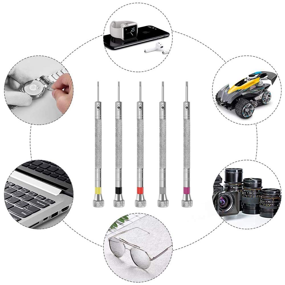 Epuda Store Precision Flathead Watch Tool Set for Battery Strap Watch and Glasses Repair Screwdriver, Kit, 5-Piece Change, Adjustment,