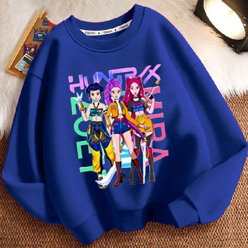Children's Trendy Witch Hunt Team Hoodies for Autumn and Winter, Casual Long-sleeved Round-neck Hoodies for Boys and Girls