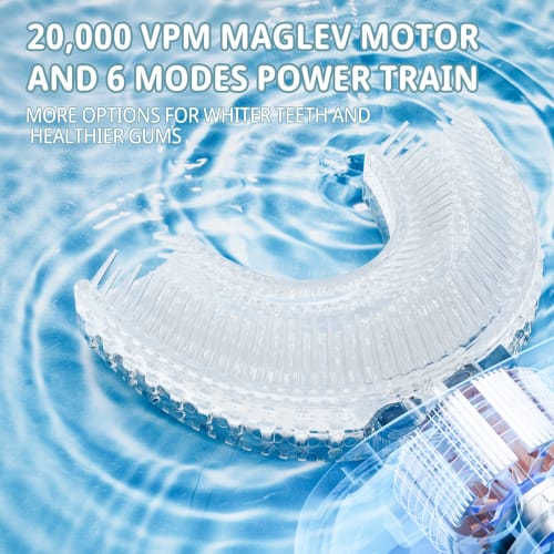 ELOTAME Kids' Electric U-Shaped Toothbrush, Rechargeable, Sonic Toothbrush with 4 Brush Heads, Full Mouth, and 6 Cleaning Modes - (Ages 8-15, Pink)