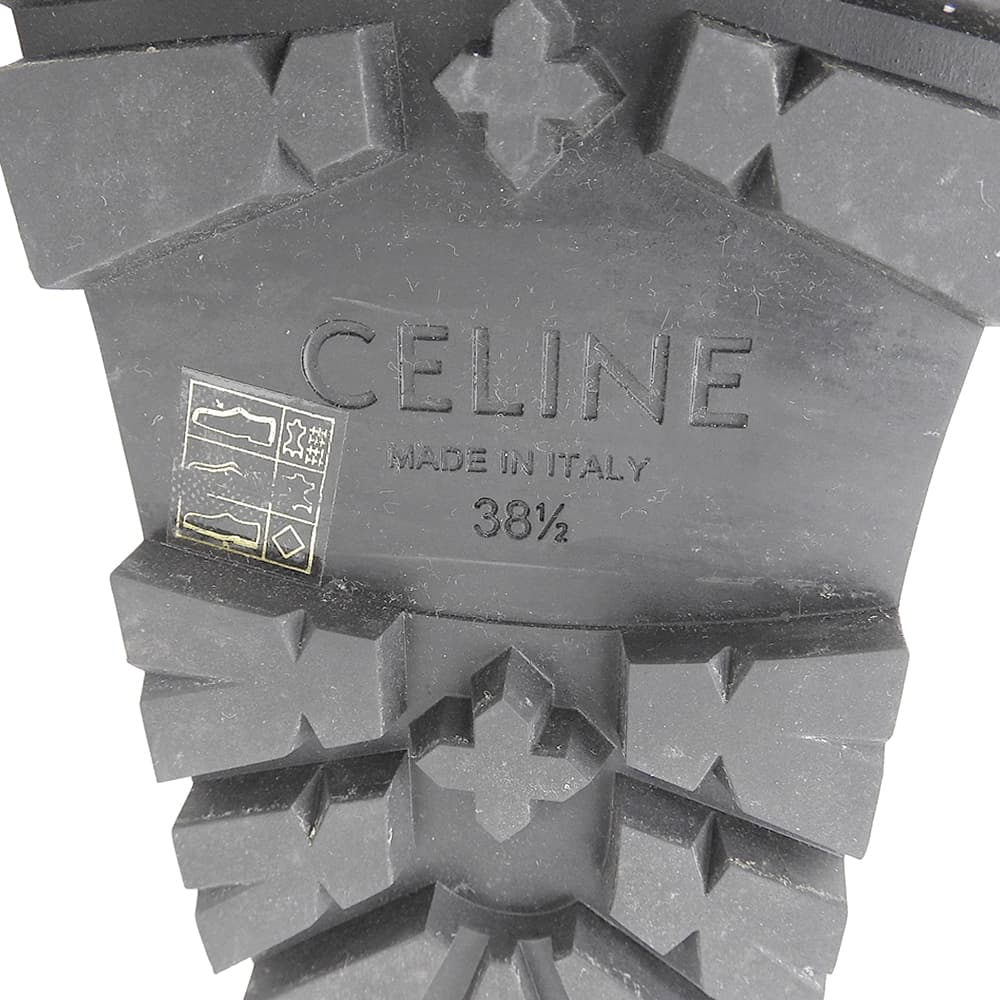 CELINE BULKY Leather and Fabric Sandals, Women's, Black, Size 38 1/2, RM1201 shoes 38 1/2 blackUsed