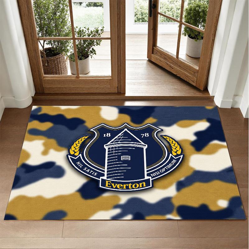Everton Football Design Crystal Velvet Rug Soft Decorative Mat for Bedroom Entrance