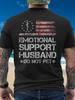 Men's Retro American Flag T-Shirt- Emotional Support Husband Please Don't Touch Back Print- Patriotic Casual T-Shirt, Gift for Husband, Suitable for D