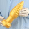 Extra Großer Weicher Goldener Silikon Kegelförmiger Analplug mit Saugfuß Fisting Trainer Dildo Expander Spielzeug Großer Penis