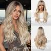 Platinum Gradual Change Wig Air Bangs Fluffy Lazy Wind Curly Hair Full Headgear