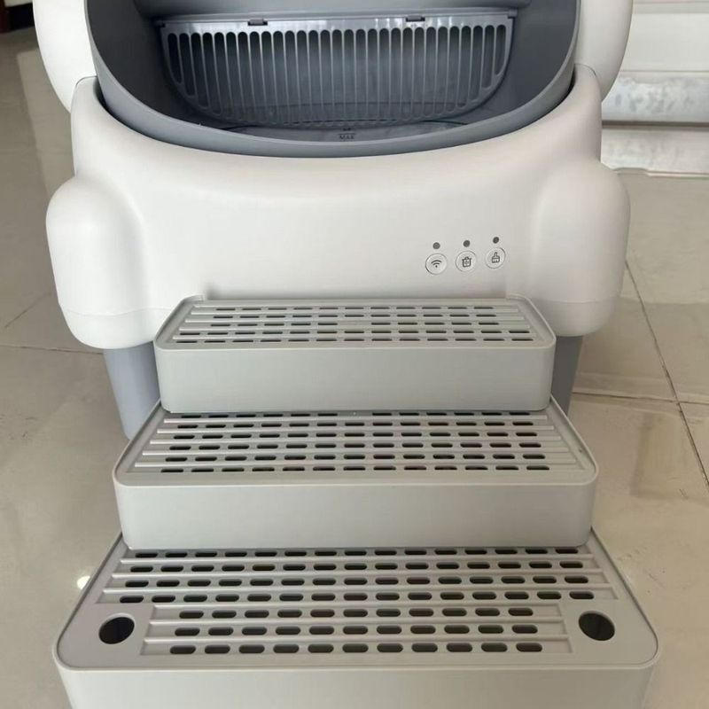 Plastic 3 Steps Cat Litter Box Ramp Detachable Adjustable Automatic Cat Toilet Feet Filter Waterproof with Drainage Holes