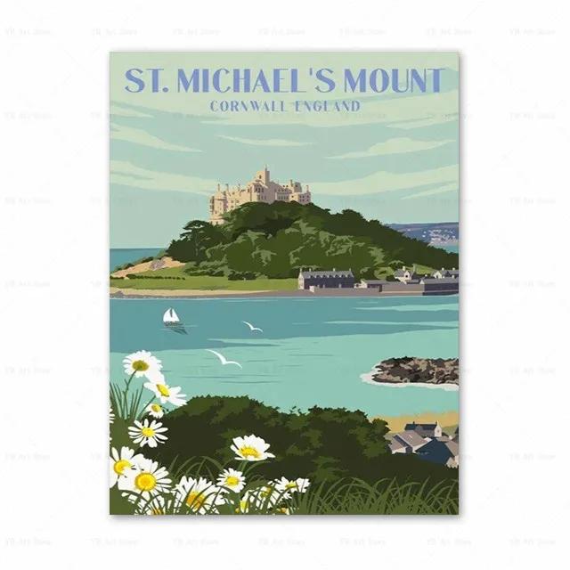 Spanien Amalfiküste Santorini Französische Riviera Italien Druck Kunst Leinwand Poster Für Wohnzimmer Dekoration Zuhause Wandbild