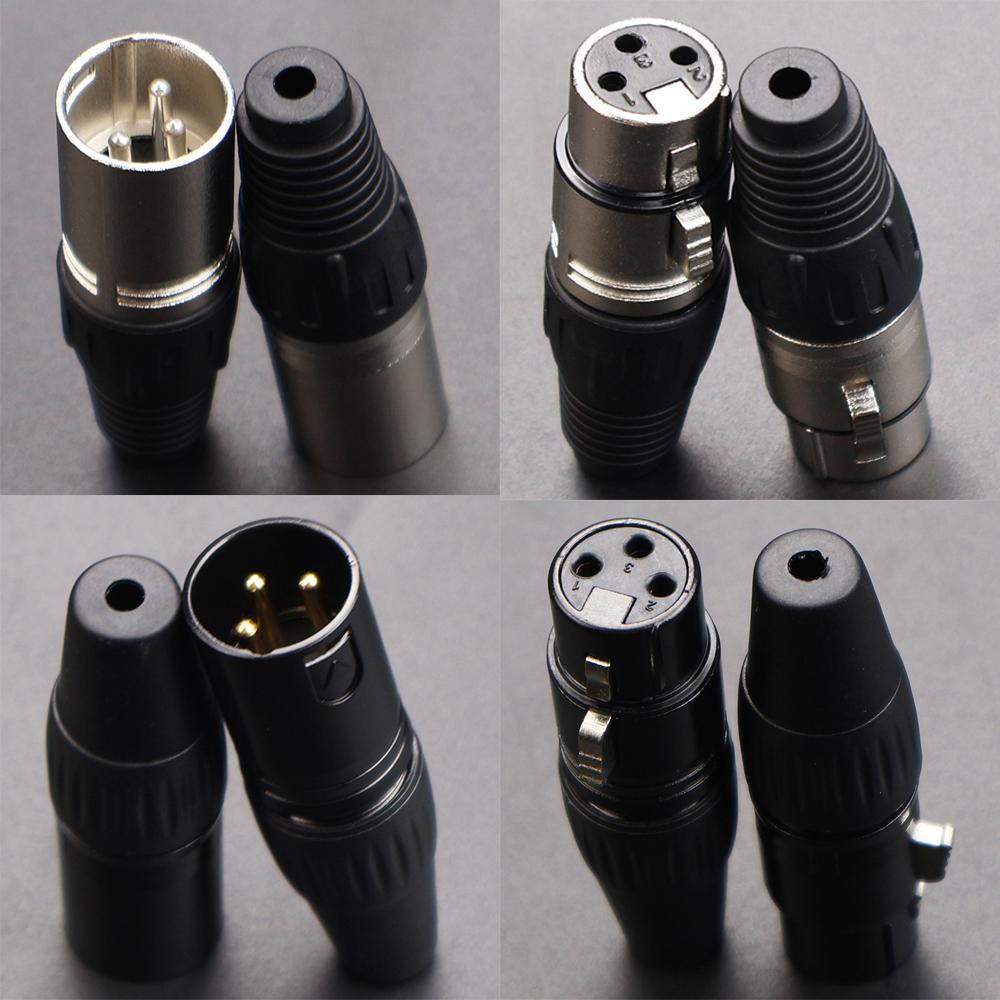 JCD 1pc 3pin Male Female Panel Audio Microphone Jack Plug Connector Black Silver YS145BG YS146BG Copper Contact XLR Metal Socket