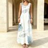 Women's Sleeveless Leaf Print Maxi Dress Summer Beach & Daily Commute,Loose Lightweight & Breathable,Versatile for Vacation & Casual Outings