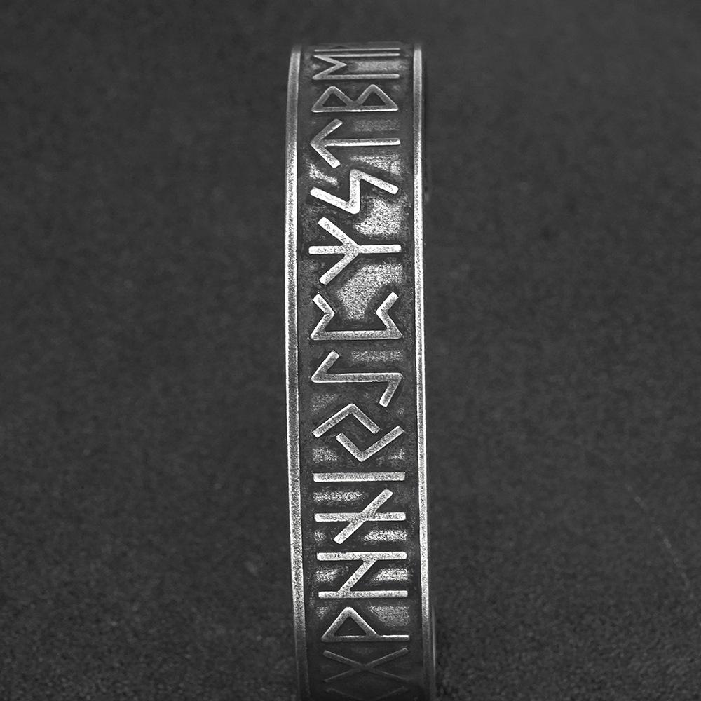 Vintage Nordic Viking Rune Inscription Stainless Steel Men's Bracelet