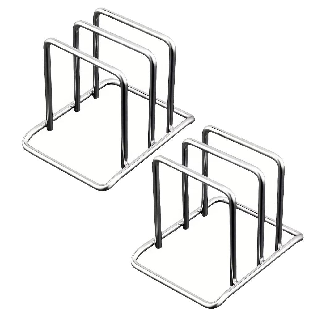 Stainless Steel Pot Lid Cutting Board Holder Space-Saving Desktop Storage Rack Kitchen Organizer Heavy-Duty Countertop Rack