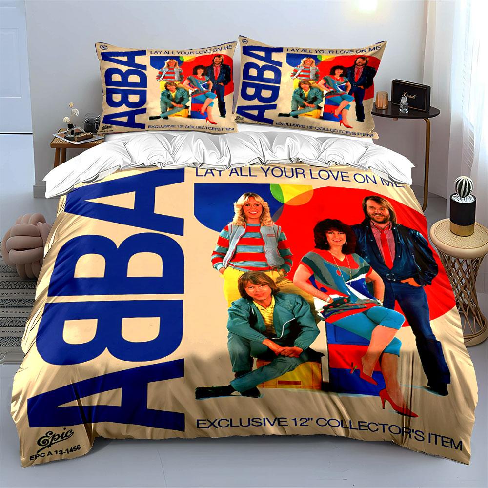 Set Copripiumino con Stampa Album Musicale Retro ABBA Copripiumino Federe (1*Copripiumino 2*Federe, senza piumino)