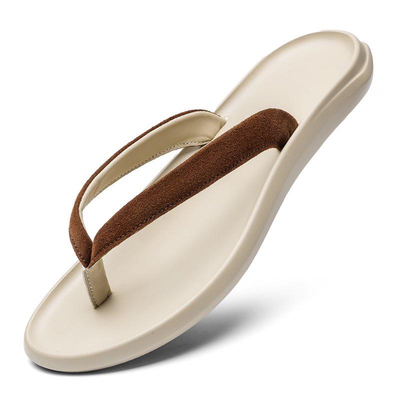 Men s Summer Korean Style Non-Slip Leather Flip-Flops: Trendy Beach Sandals with Soft Sole 41