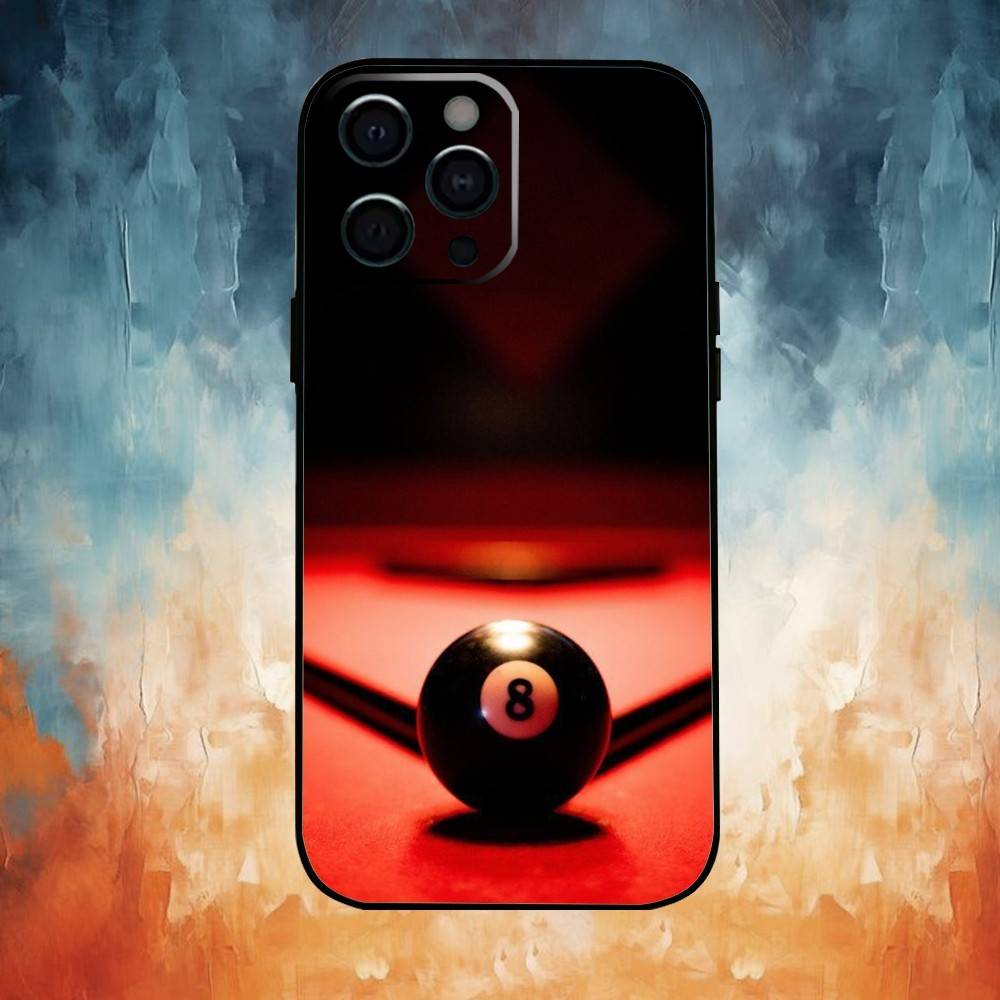 

B-Billiards Snooker Phone Case For iPhone 17,16,15,14,13,12,11 Plus,Pro Max,Soft Silicone Black Cover iPhone17