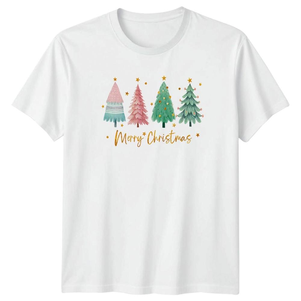 Merry Christmas Trees Holiday Unisex TShirt Unisexs Unisexs Festive Graphic Tee S