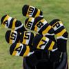 9Pcs Golf Head Headcover Set Knitted Fabric Golf Iron Head Covers Golf Wedges Cover with Big Numbers for Golf Club Head