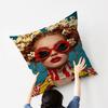 1pc Nordic Boho Fashion Glasses Woman With Flowers Personalized Pillow Dust Cover Bedroom Kids Party Decoration Pillowcase