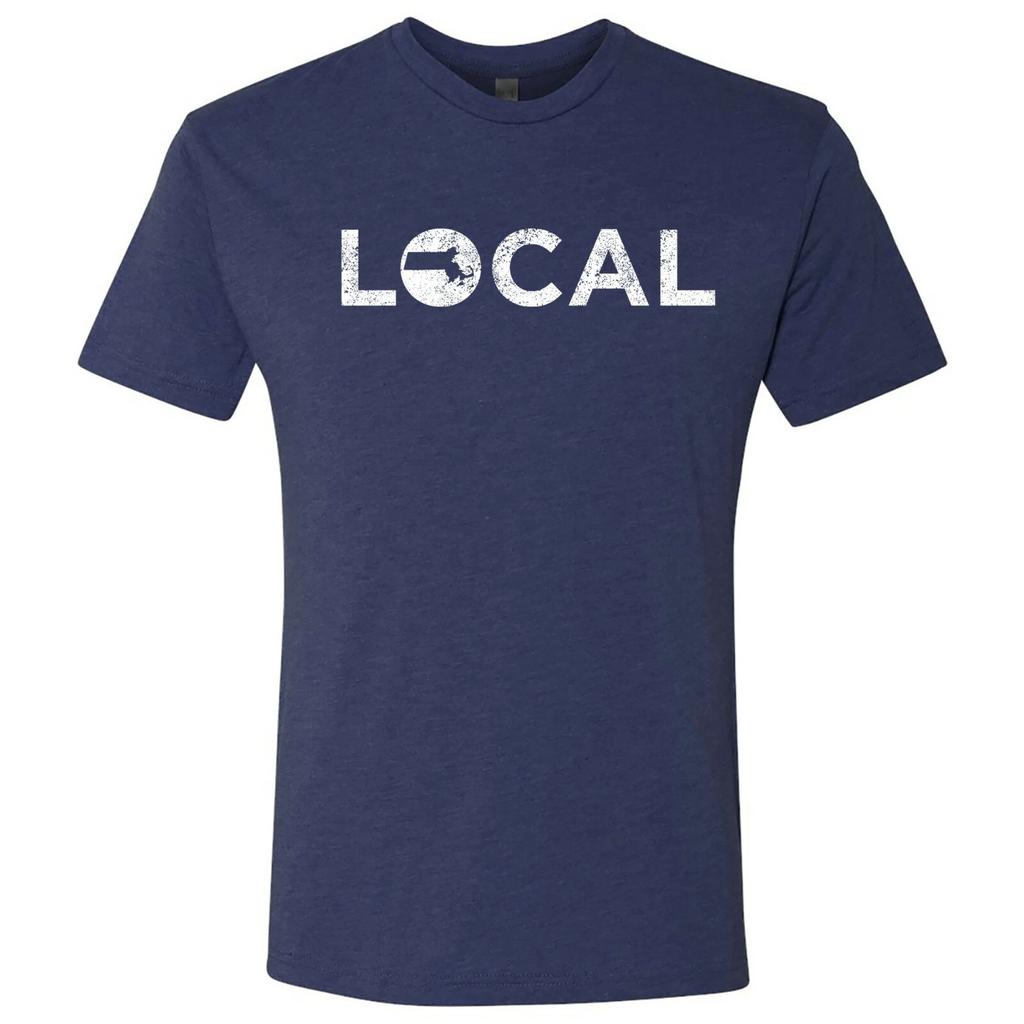 Massachusetts Local - USA State Pride Canvas Triblend T Shirt - Vintage Navy