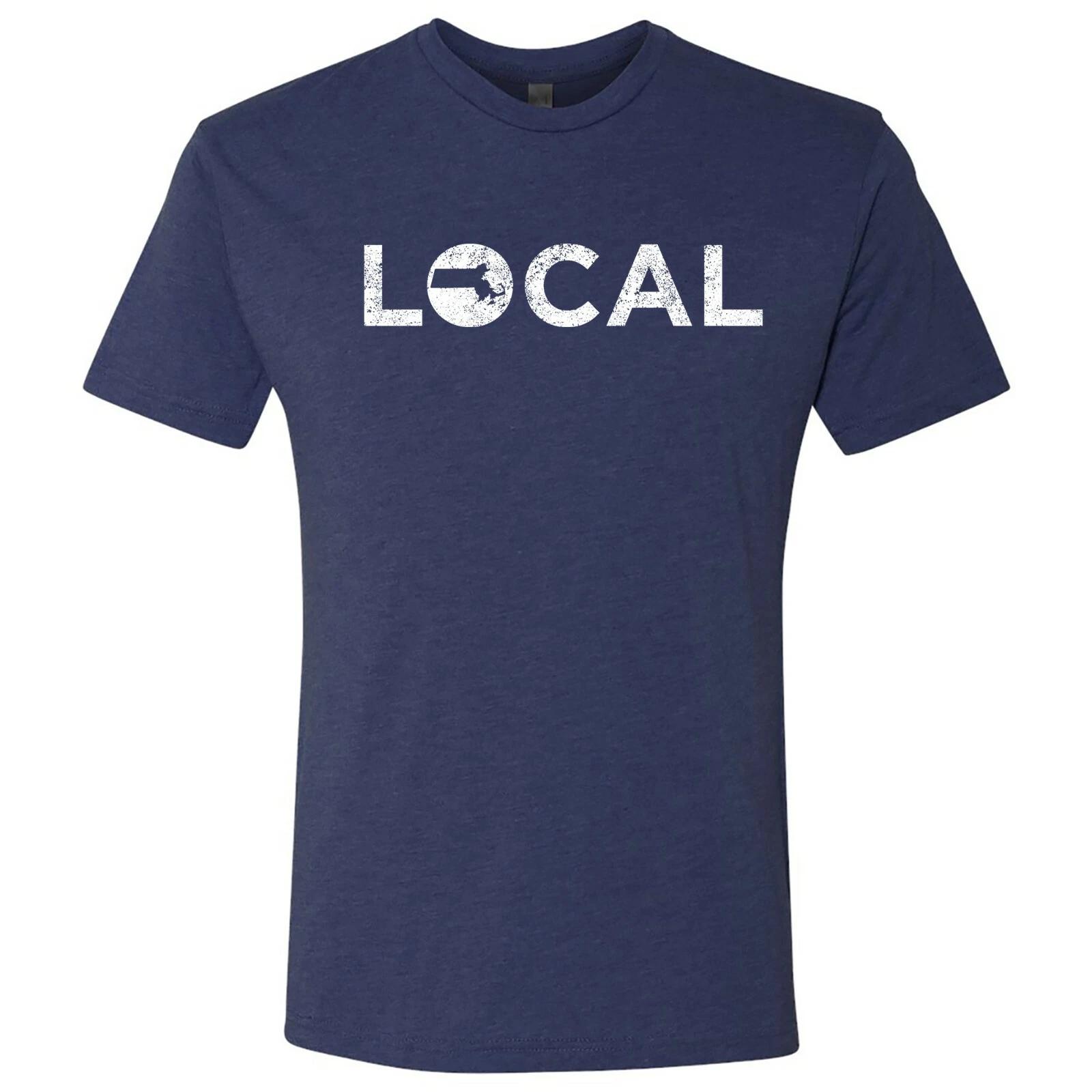 Massachusetts Local - USA State Pride Canvas Triblend T Shirt - Vintage Navy M