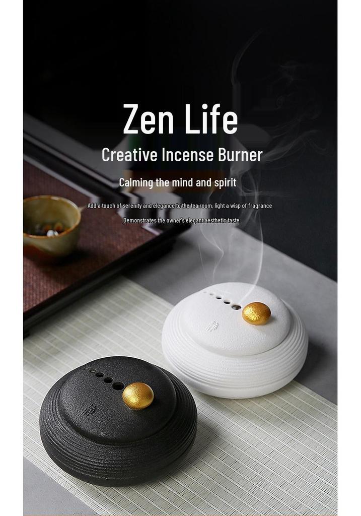 Coiled Ceramic Incense Burner: Chinese Style Water Mountain Aroma Holder for Indoor Use