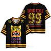 2026 Tiger Style Tshirt New V-neck Mesh Jersey Breathable Short Sleeved Sports T-shirt Retro Streetwear Casual Wear