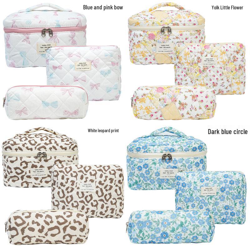 2023 Floral Cute Cotton Makeup & Toiletry Bag - Small, Fresh, Portable Storage Case