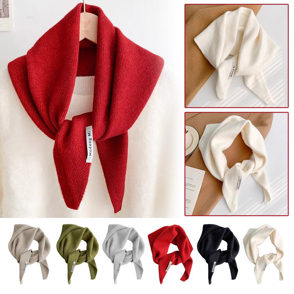 British Korean Style Niche Wool Knitted Triangular Scarf Women Headscarf Knitted Scarf Multi-functional Warm Knitted Scarf
