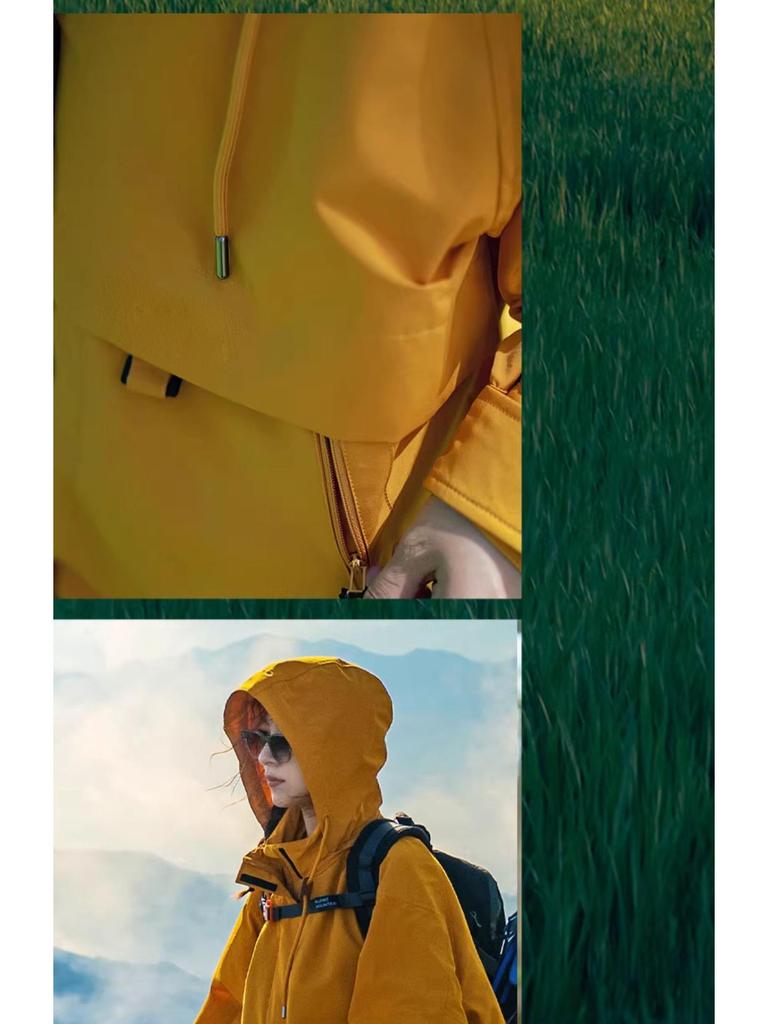 Huang Yimei Damen Wasserdichte Gewebte Windjacke: 2025 Frühling/Herbst 3-in-1 Outdoor-Bergsteigeranzug.