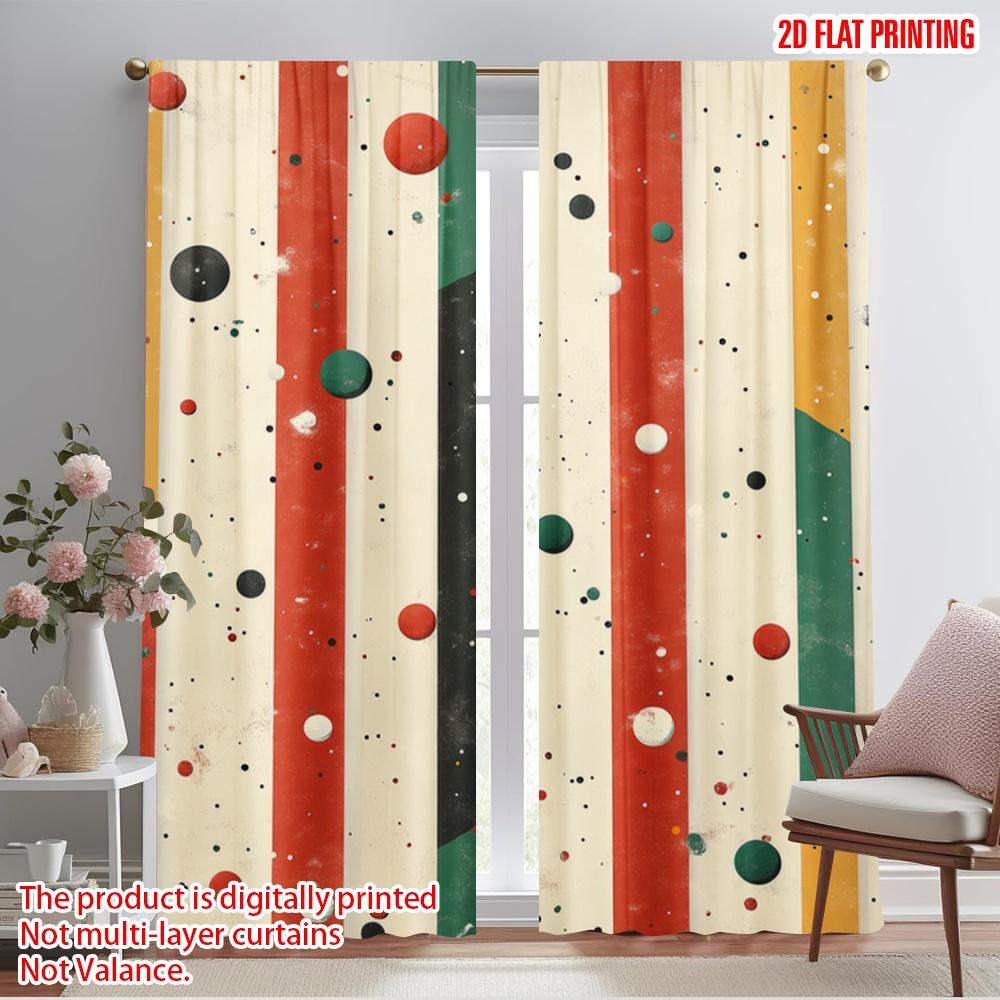 2pcs,2D plane printing Light Filtering Curtains Retro Dotscape 100% Polyester (without rod) All Seasons Use for Bedroom, Living
