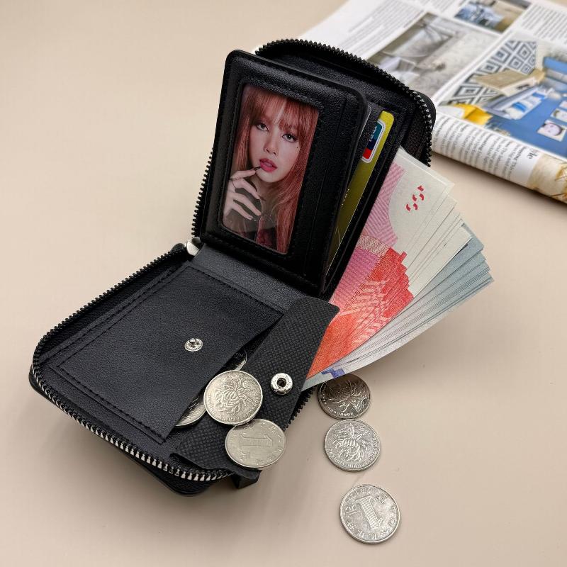 1Pc Men Wallets Leather Zipper Purse Man Slim Card Horders Quality Male Short Multi-Card Wallet Coin Pocket Purse