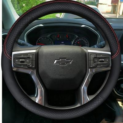 Microfiber Leather Car Steering Wheel Cover For Blazer 19-22 Silverado 19-21 3500HD 20-21 Suburban Tahoe 21