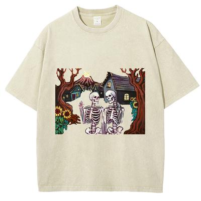 Letní dámské tričko s potiskem lebky, nadměrné, s krátkým rukávem, unisex top, smysl pro trendový design, pánské