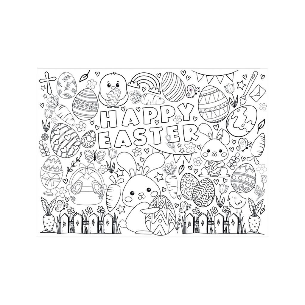 Easter Coloring Poster Children's Party Disposable Paper Tablecloth 80*110cm Used For Parties Cultivating Children's Hands