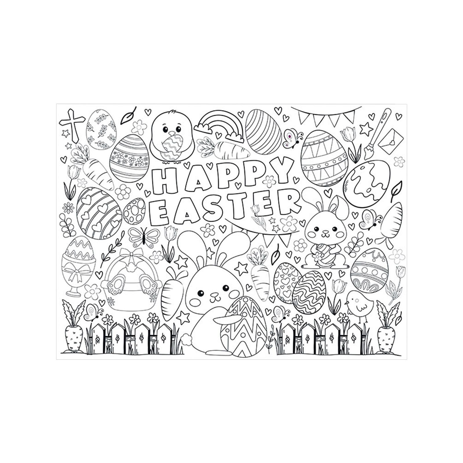 

Easter Coloring Poster Children s Party Disposable Paper Tablecloth 80*110cm Used For Parties Cultivating Children s Hands білий