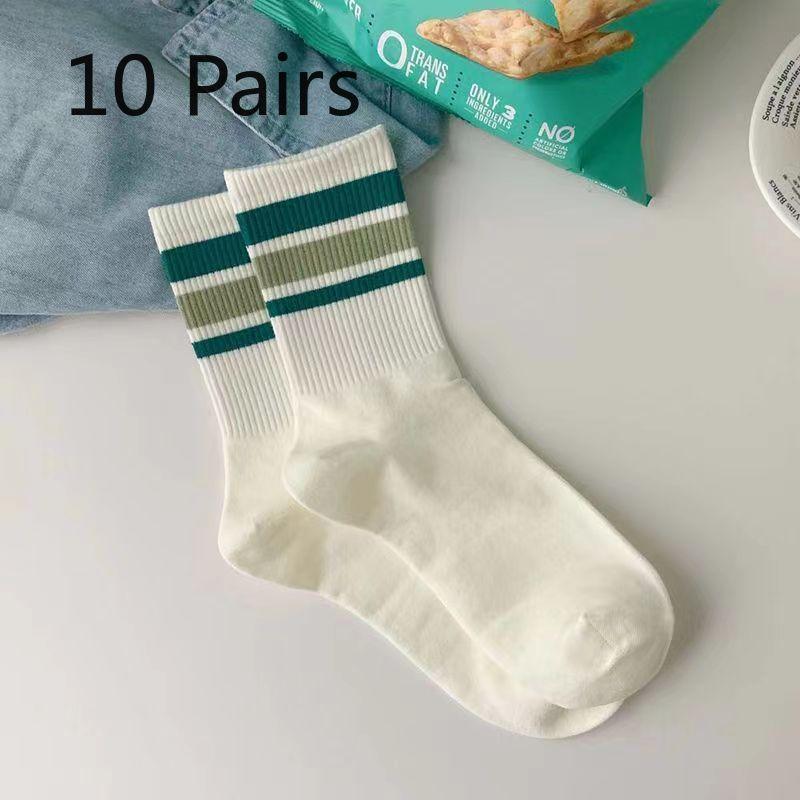 

10 пар осенне-зимних милых белых гольфов в полоску с надписями для девочек 10 Pairs