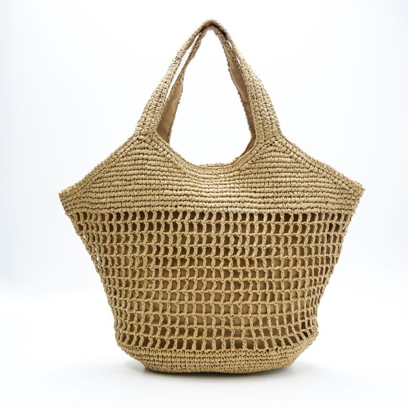 New shoulder hollow straw bag women's leisure handheld straw bag handwoven bag seaside vacation beach bag