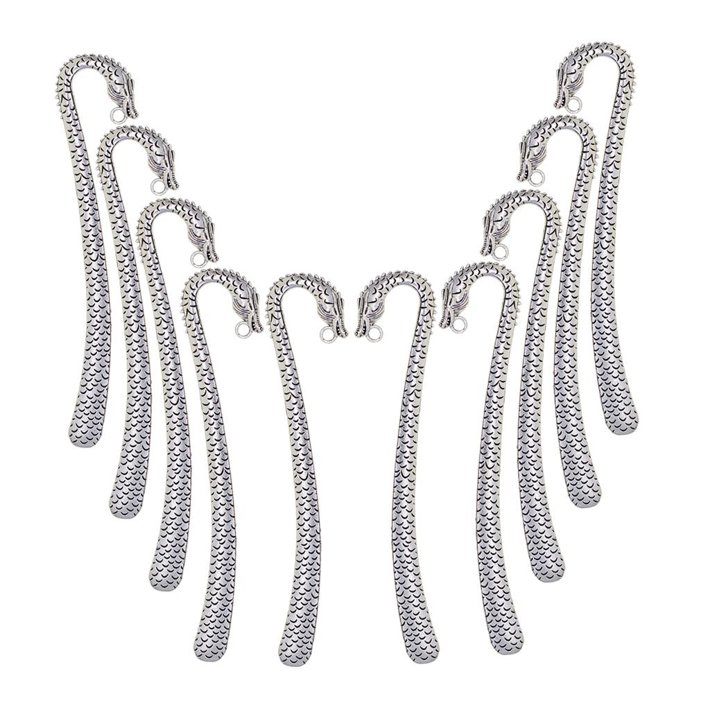 Vintage Dragon Bookmark Hook Alloy Pendant Beading Book Marks DIY Necklace Stationery for Office and School