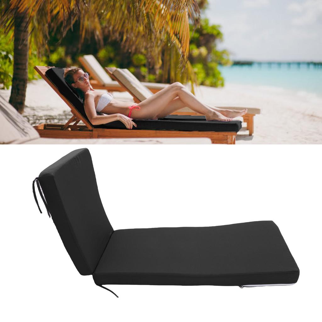 Lounge Chair Cushion with Ties Removable Rain Proof Fade Proof Sun Lounger Replacement Cushion for Bch Outdoor Patio