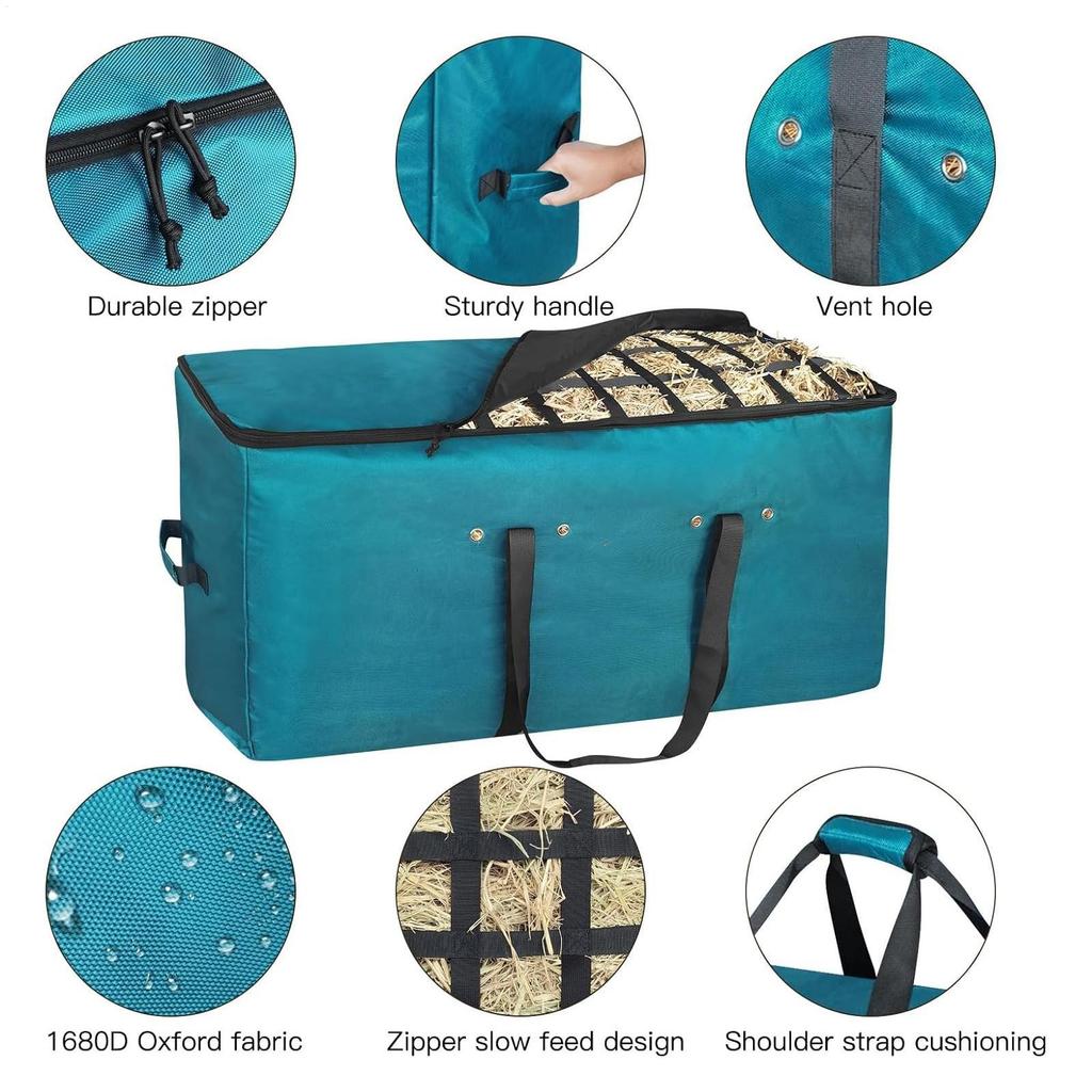 Horse Hay Bag Hay Feeder Hangable Storage Supplies Bag Feeder Tote For Livestock Barn Cattle Goat Horses Sheep Stalls