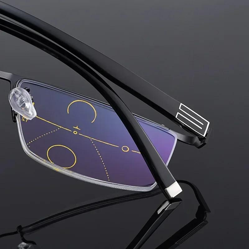 Men Bifocal Reading Glasses Business Half Frame Presbyopia Eyeglasses Distance Dual Use High-definition Anti Blue Light Eyewear
