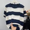 Navava Women Color Block Stripe Short Sleeve Knit Top Nk3008