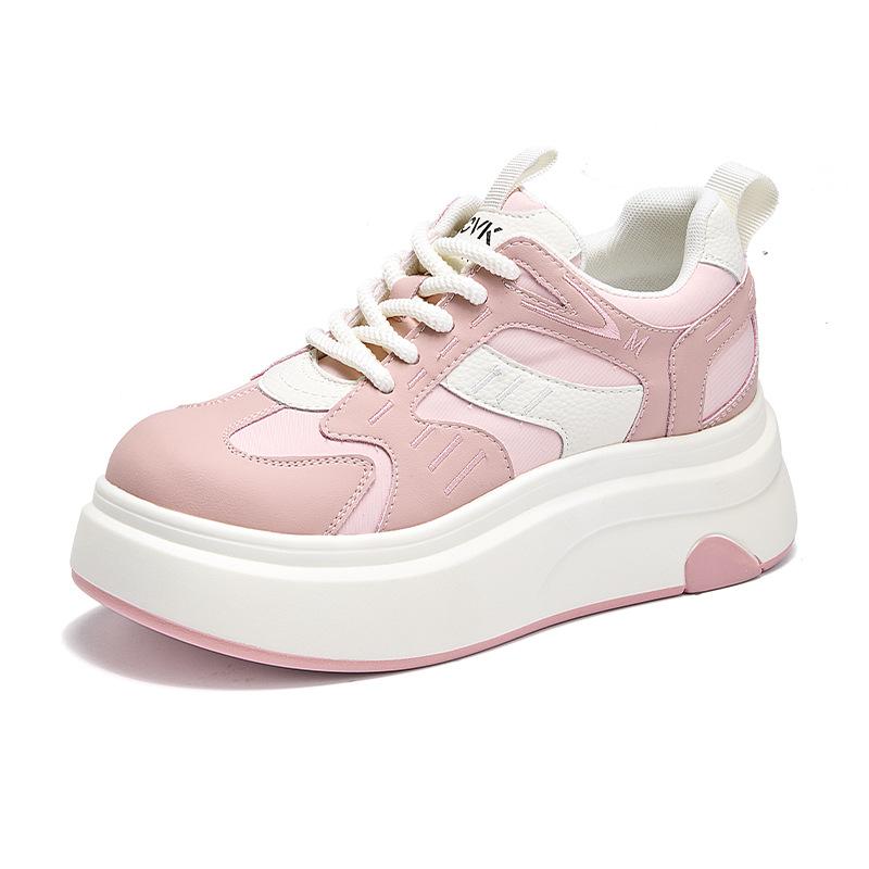 Pink board shoes female ugly cute spring new niche design student sports white shoes 40