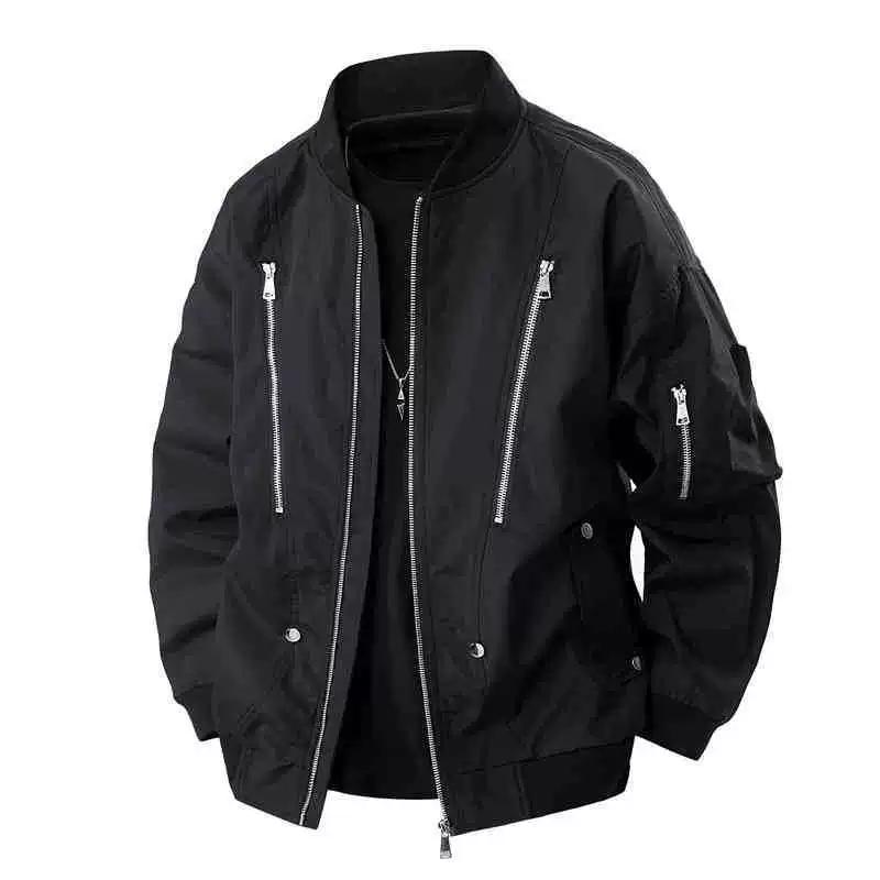 

Весенне-осенняя свободная ветрозащитная универсальная бейсбольная летная куртка с воротником M чёрный