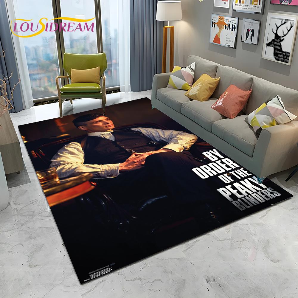 HD Tommy Shelby 3D P-Peaky Blinders Carpet Rug for Home Living Room Bedroom Sofa Doormat Decor,kids Area Rug Non-slip Floor Mat