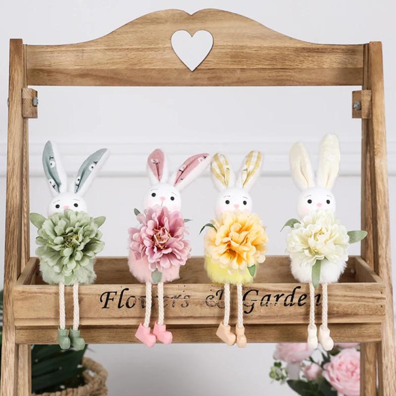 Easter Long Legs Flower Fairy Decoration Cute Rabbit Hanging Pendant Spring Easter Party Decor Birthday Baby Shower Kids Gift