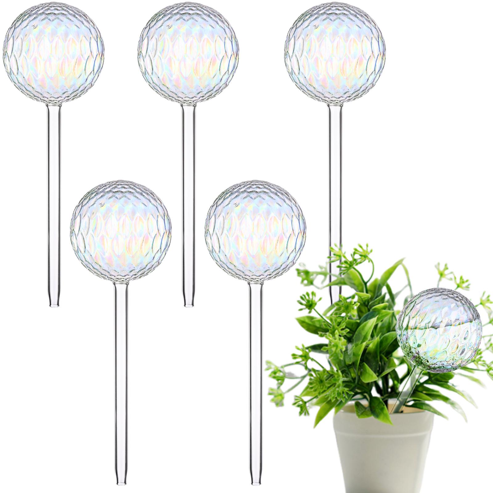 

6Pcs Plant Watering Globes, Patterned Glass Iridescent Rainbow Gradient, Auto Wa армия зеленый