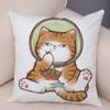 Cute Cartoon Cat Cushion Cover Decor Funny Lovely Pet Animal Print Pillowcase for Sofa Home Car Soft Plush Pillow Case xcm