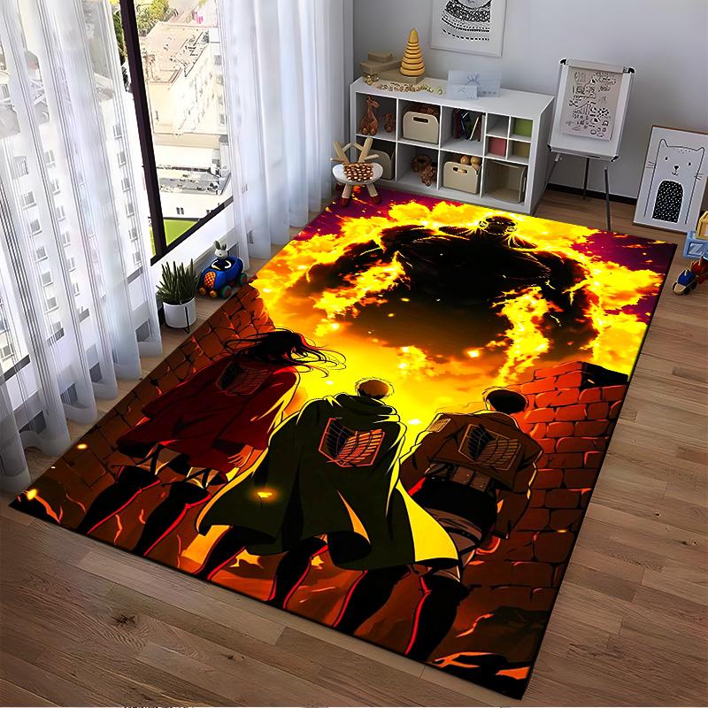 Attack on Titan Fiery Scene Rug Non-slip rug suitable for living room and bedroom sofas